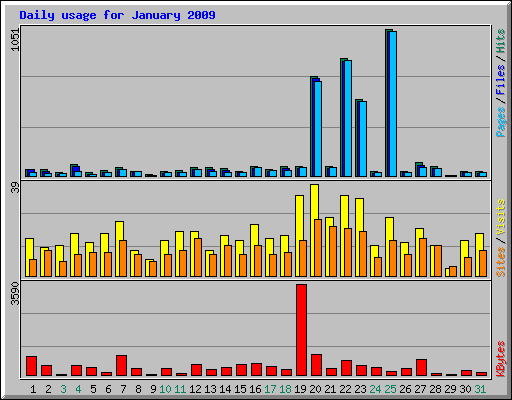 Daily usage for January 2009