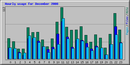 Hourly usage for December 2008