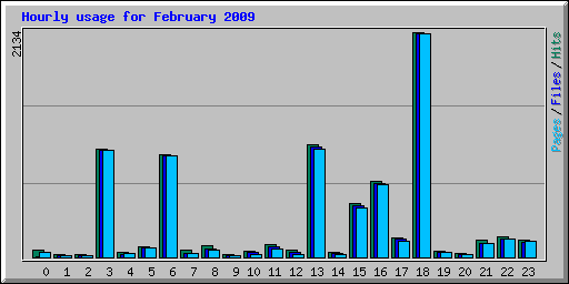 Hourly usage for February 2009